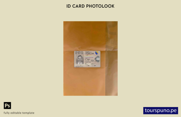 Plantilla FRONTAL lista para imprimir ID de Bosnia y Herzegovina